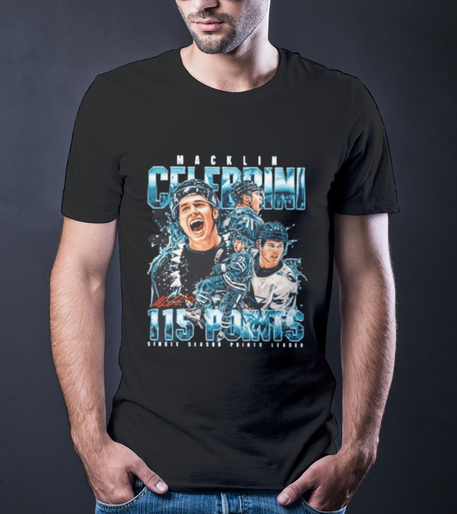 Macklin Celebrini 115 Points San Jose Sharks #71 Collage T-Shirt