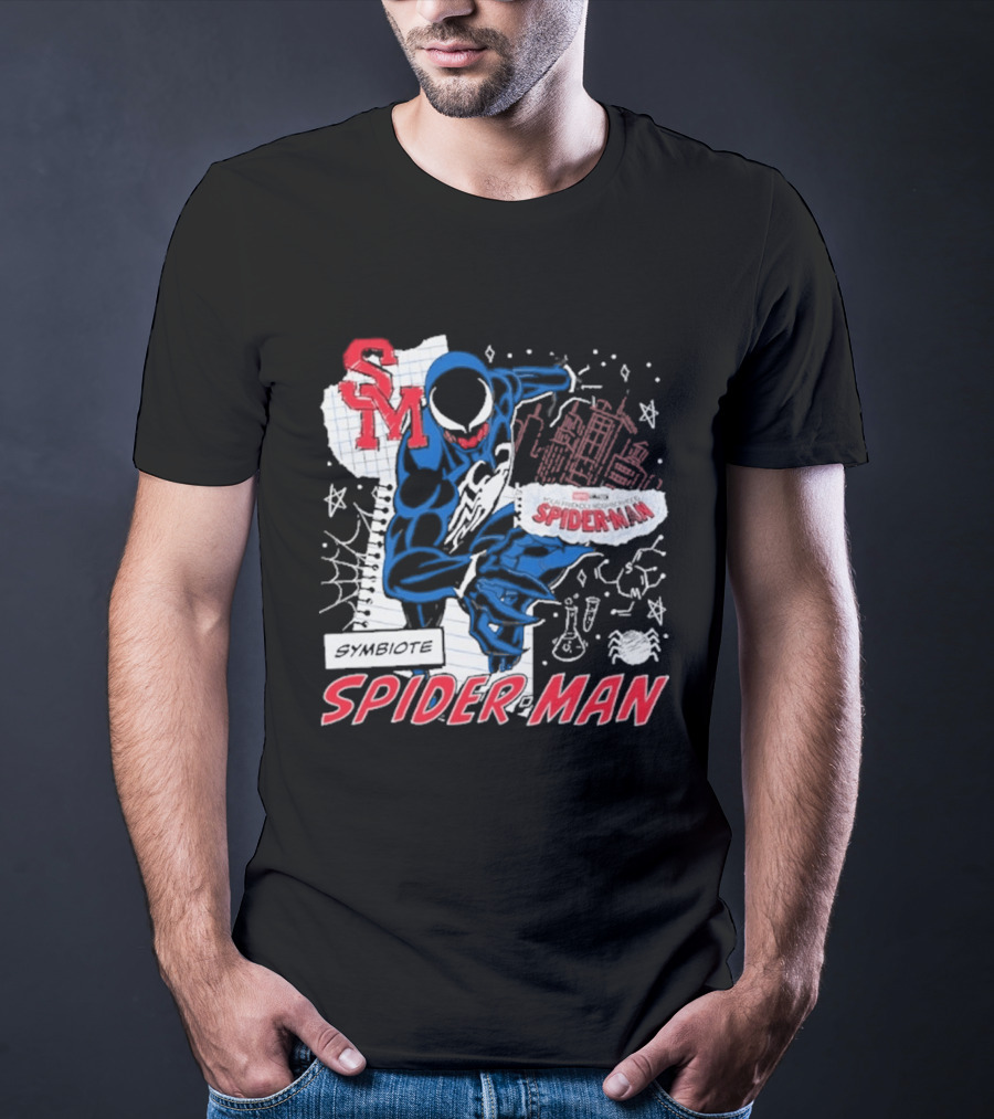 Marvel Symbiote Spider Man Sketch SM Spiderman In City Scene T-Shirt