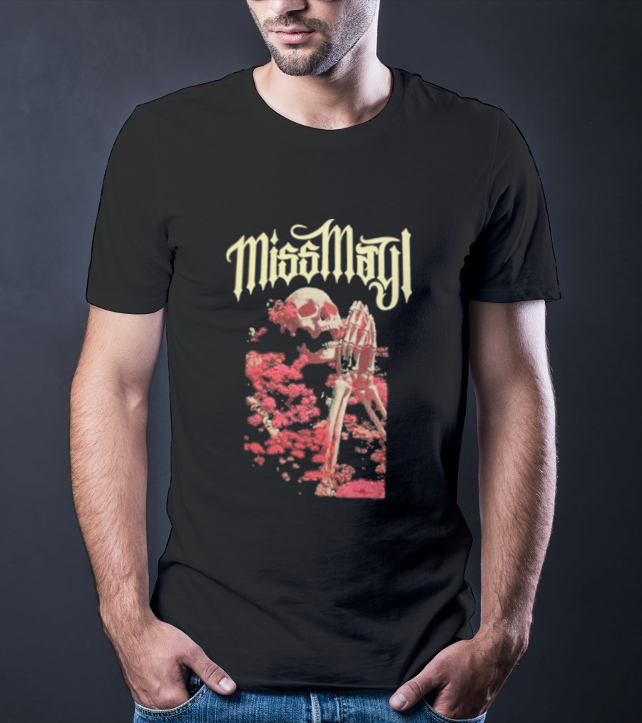 Miss May I Pray For Silence Skeleton Red Flowers T-Shirt