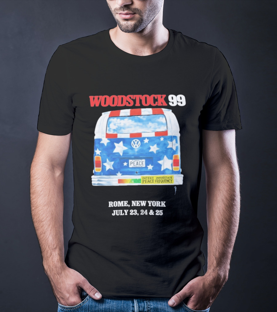 Woodstock 99 Something Very Bad Is Going To Happen Peace Frequency VW Van T-Shirt