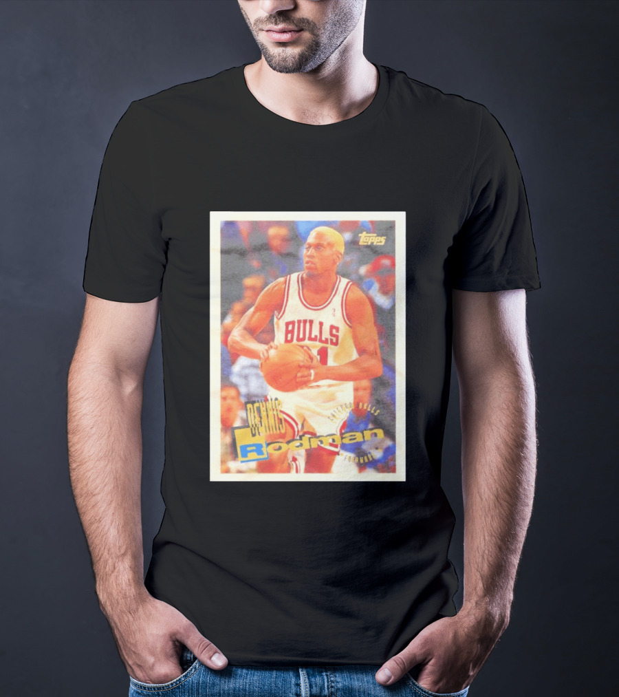 Dennis Rodman Chicago Bulls Topps Card NBA Forward T-Shirt