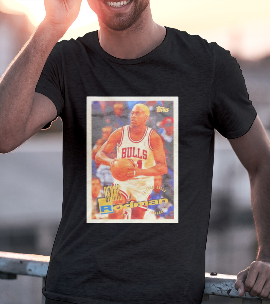 Dennis Rodman Chicago Bulls Topps Card NBA Forward T-Shirt