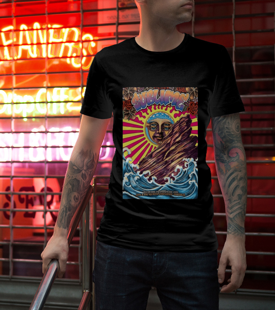 Sublime April 18 2026 Red Rocks Amphitheatre Morrison CO Performing Their Greatest Hits Sun Ocean Waves T-Shirt