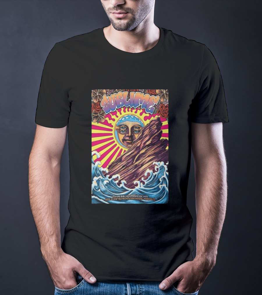 Sublime April 18 2026 Red Rocks Amphitheatre Morrison CO Performing Their Greatest Hits Sun Ocean Waves T-Shirt