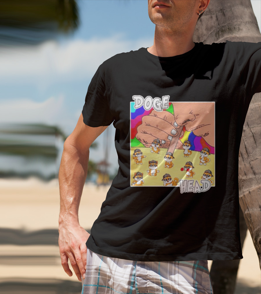 Doge Head Meme Cartoon With Dogs And Sunglasses T-Shirt