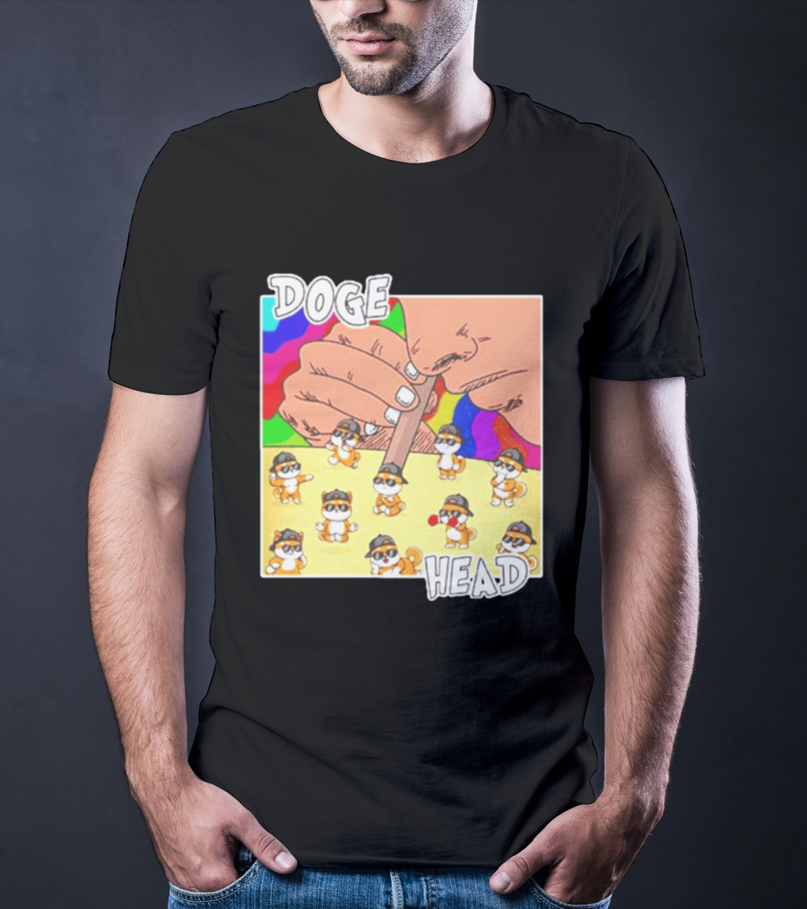 Doge Head Meme Cartoon With Dogs And Sunglasses T-Shirt