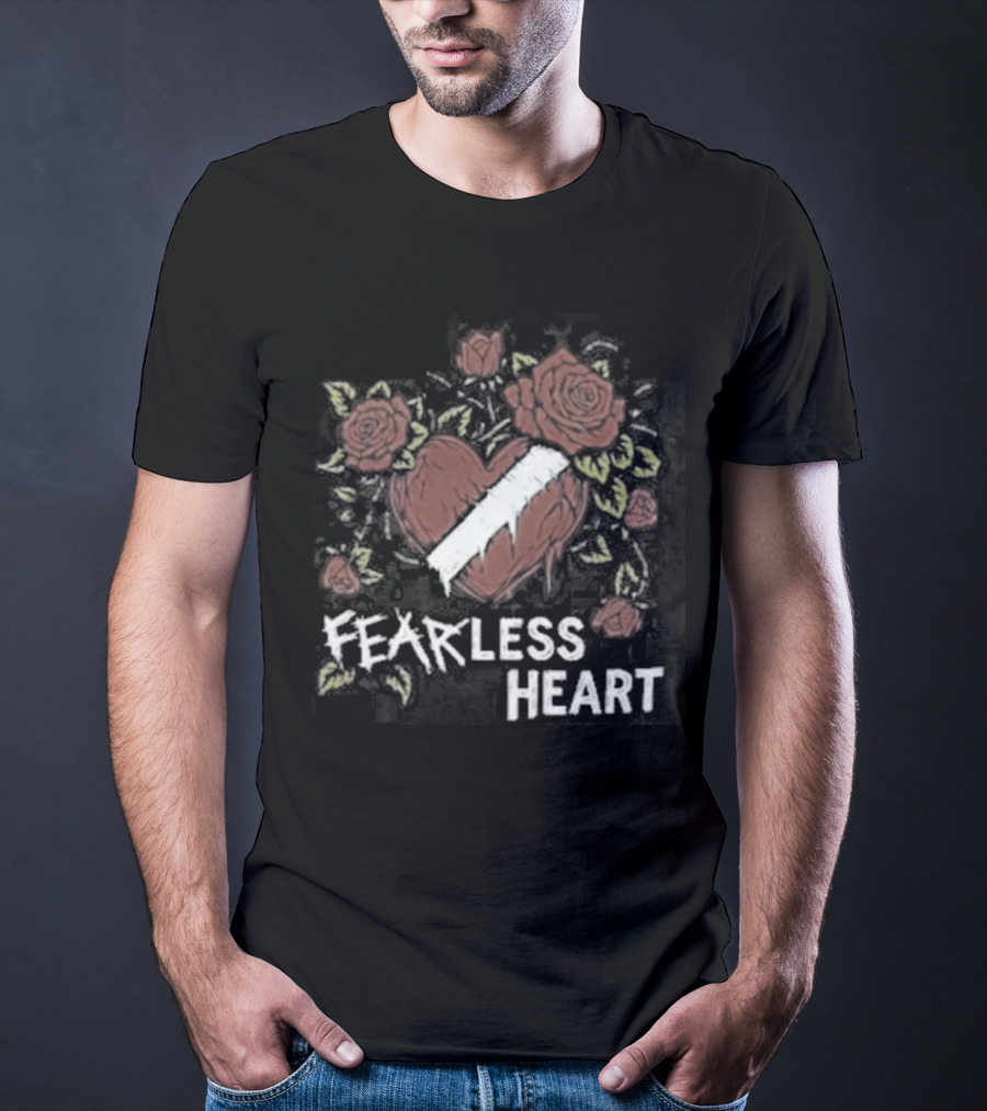 Fearless Heart Pink Roses And Yellow Leaves T-Shirt