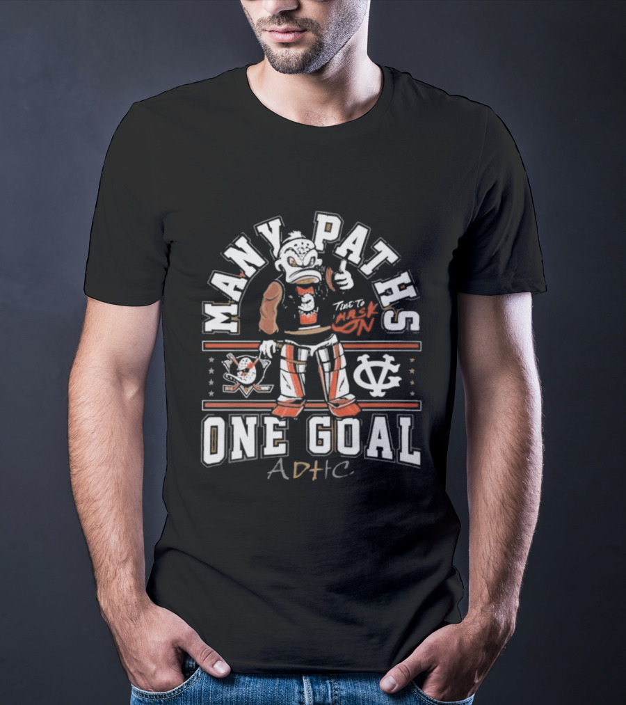 Anaheim Ducks Many Paths One Goal ADHC Vintage Cartoon T-Shirt