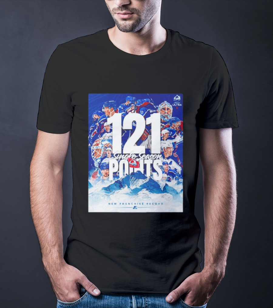 Colorado Avalanche 121 Single Season Points New Franchise Record T-Shirt