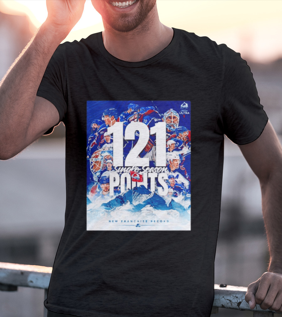 Colorado Avalanche 121 Single Season Points New Franchise Record T-Shirt