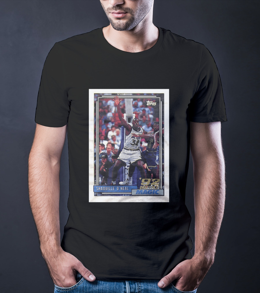 Shaquille O'Neal 1992 NBA Draft Pick Topps Card Orlando Magic T-Shirt