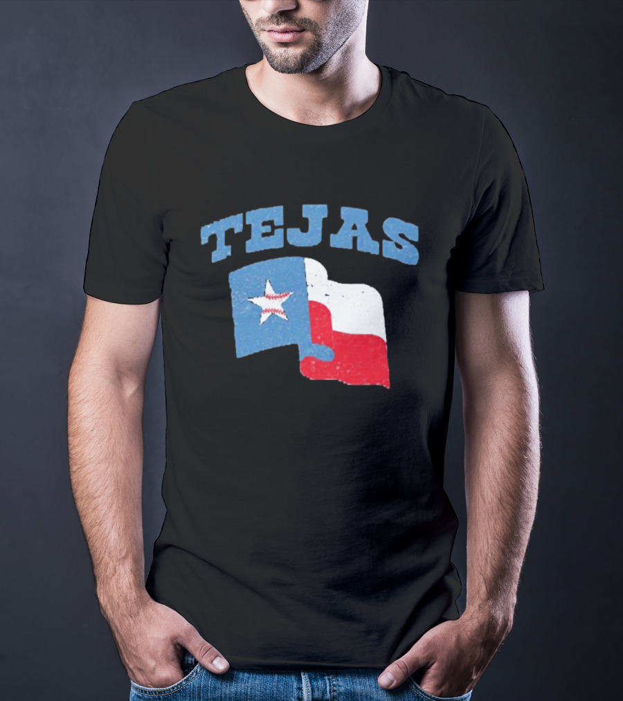 TEJAS Texas Flag With Baseball Star T-Shirt
