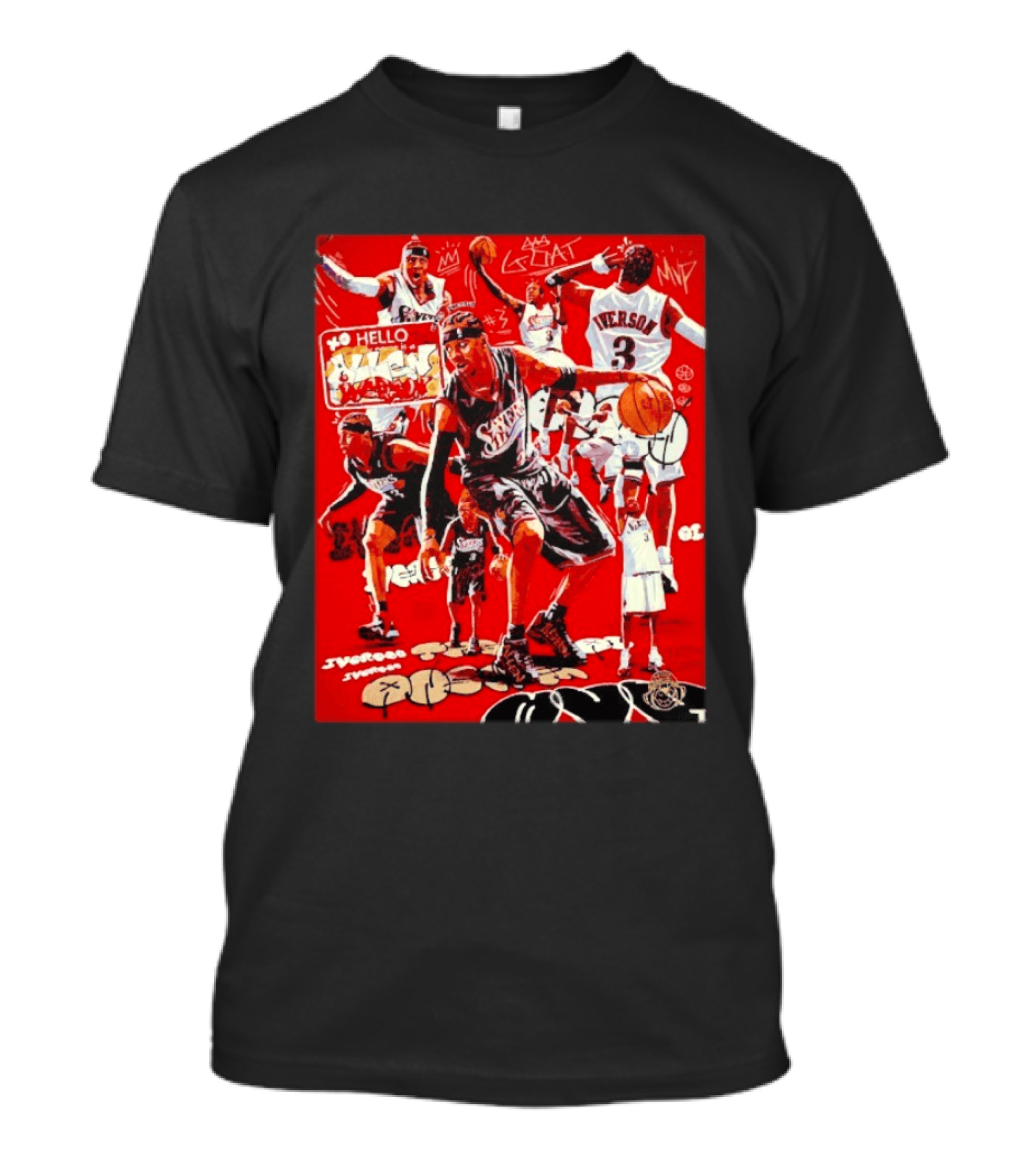 Allen Iverson Philadelphia 76ers NBA Hall Of Famer Iconic Collage 3 Jersey MVP Greatest 01 T-Shirt