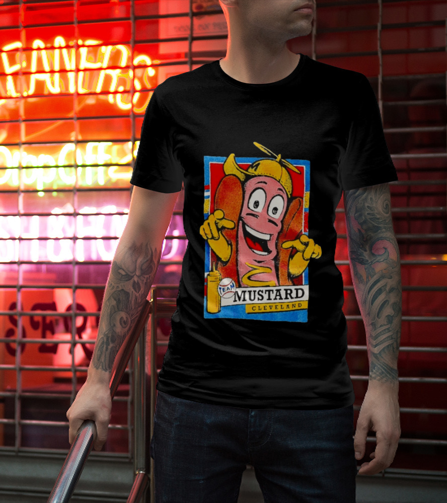 Cleveland Team Mustard Hot Dog Character Colorful T-Shirt