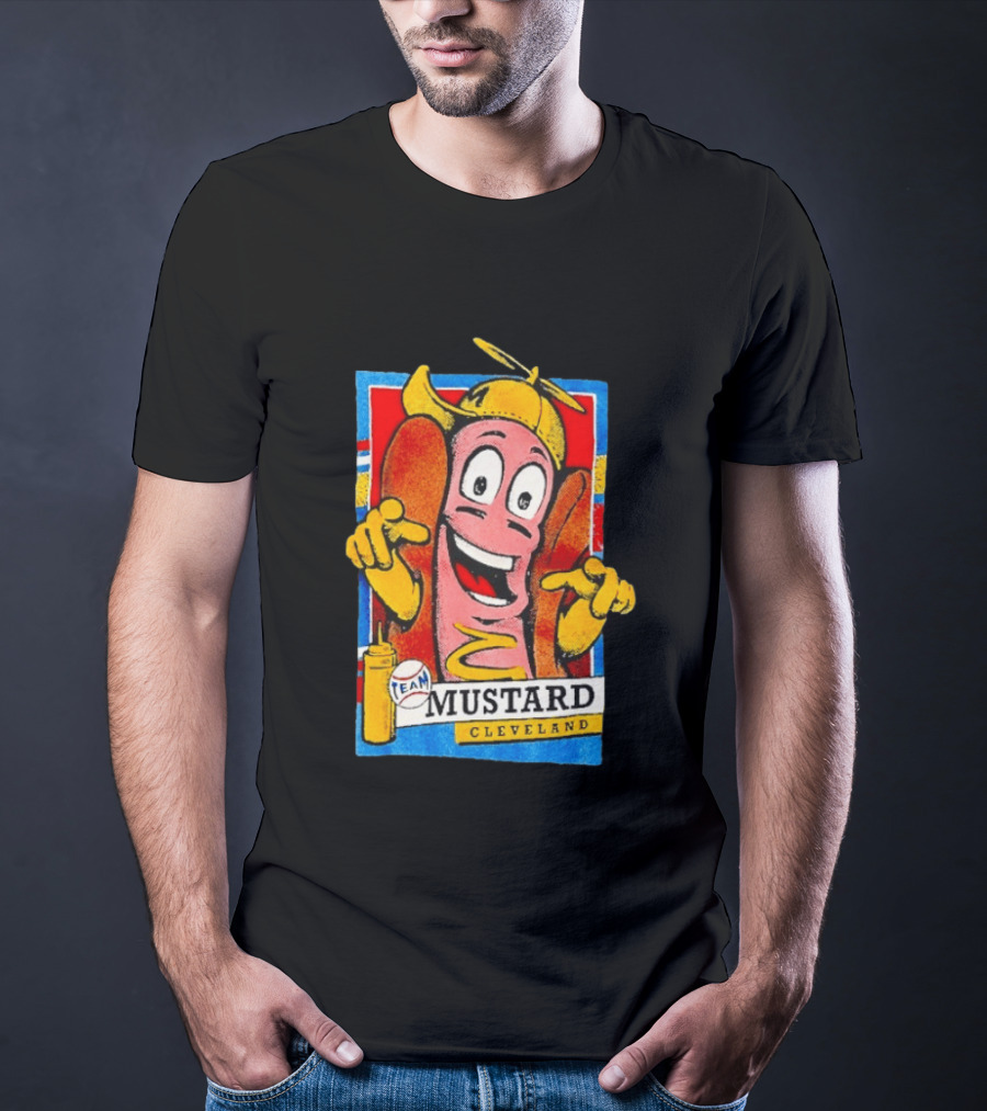 Cleveland Team Mustard Hot Dog Character Colorful T-Shirt