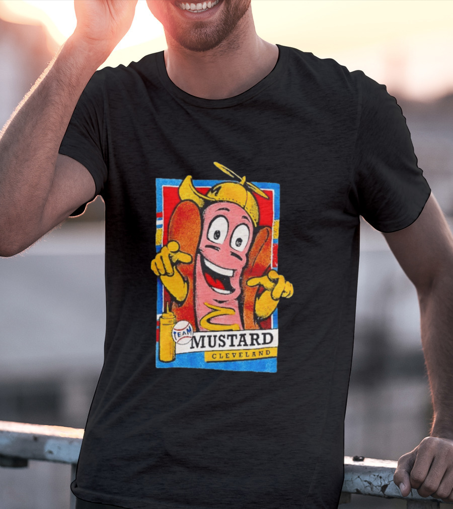 Cleveland Team Mustard Hot Dog Character Colorful T-Shirt