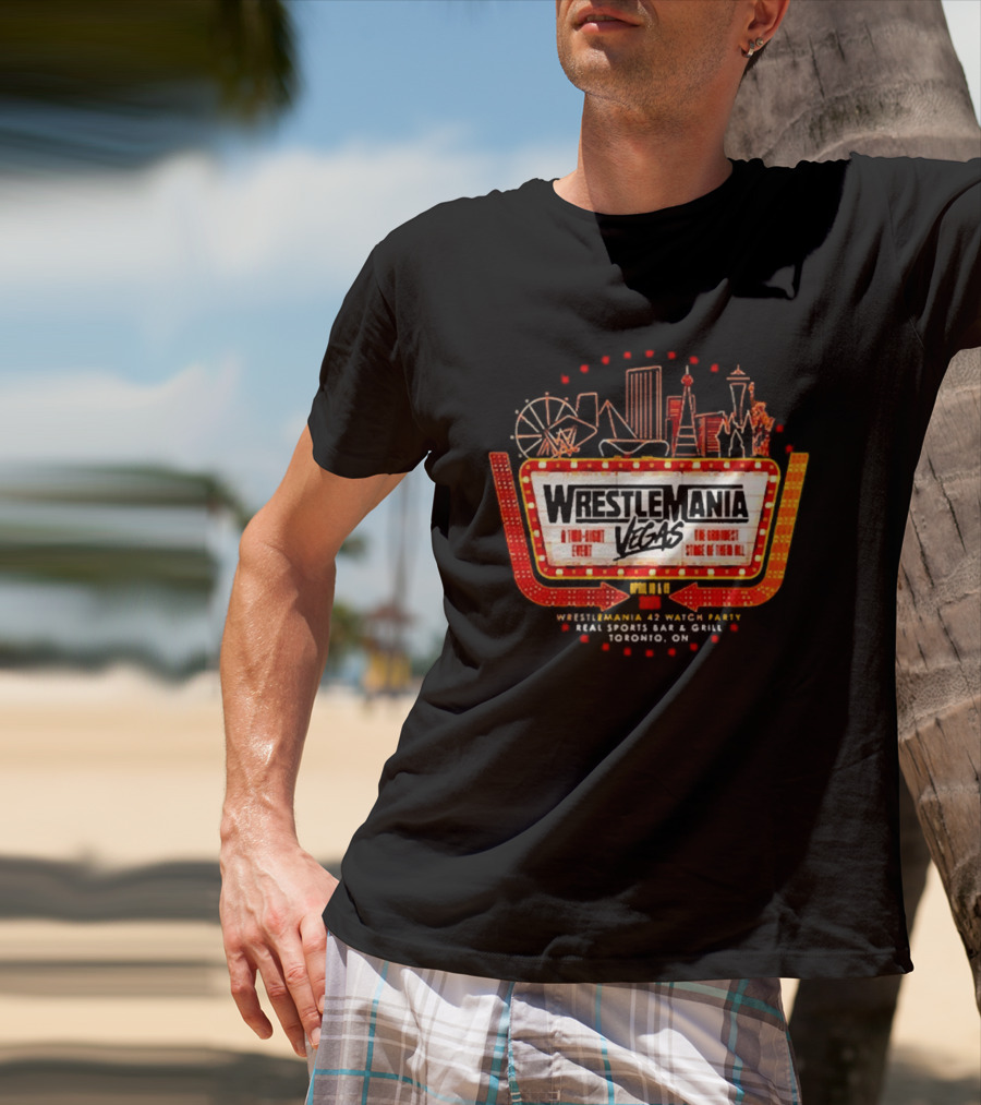 WrestleMania Vegas Skyline Party Fremont St WWE WrestleMania 42 T-Shirt