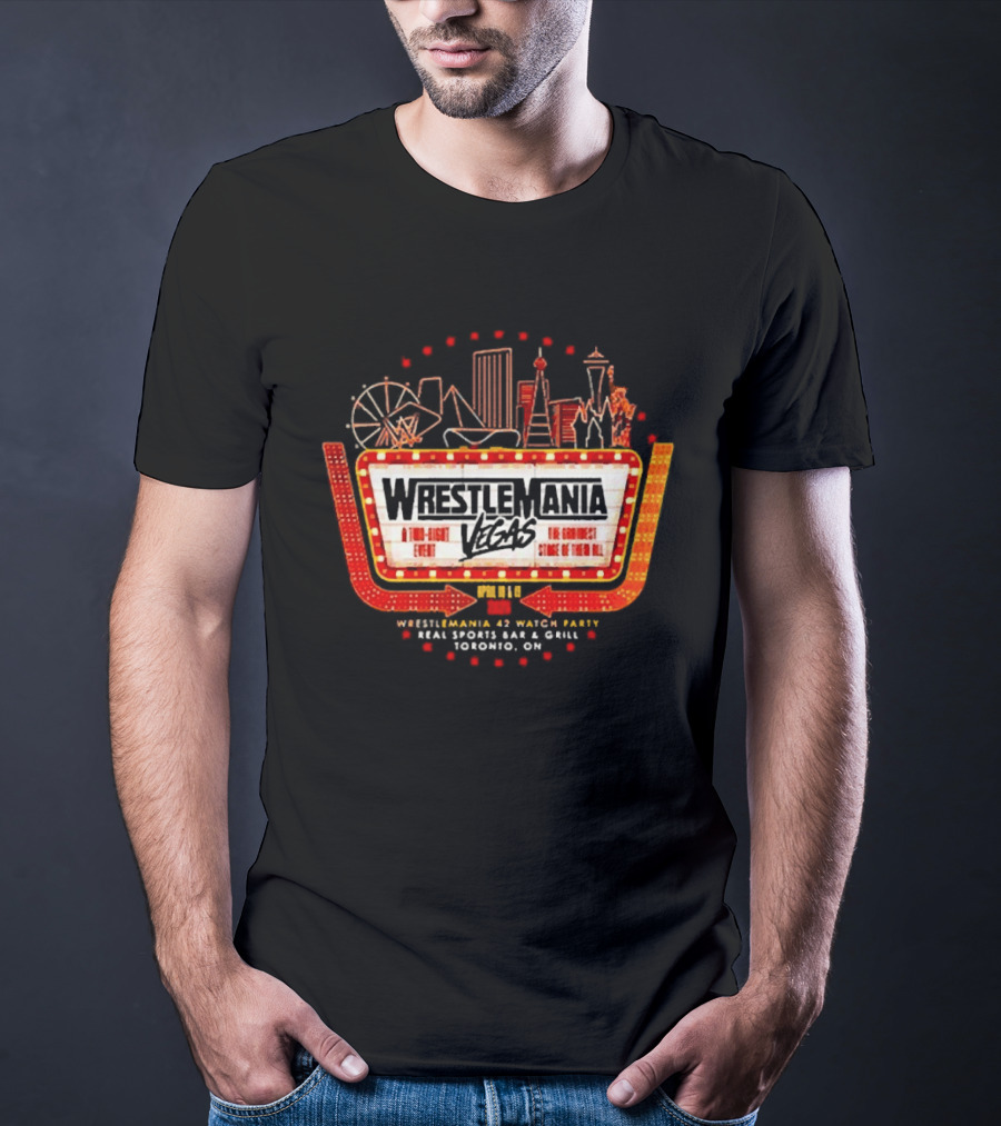 WrestleMania Vegas Skyline Party Fremont St WWE WrestleMania 42 T-Shirt