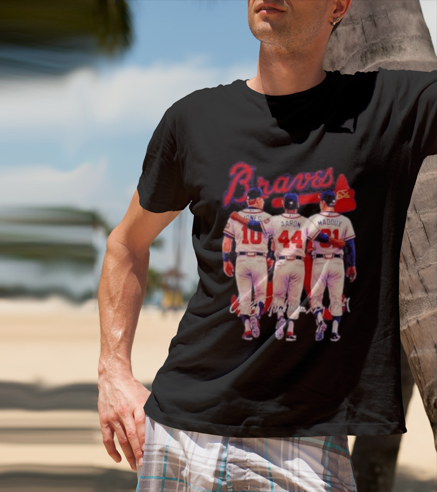 Atlanta Braves Jones Aaron Maddux Iconic Baseball Legends T-Shirt