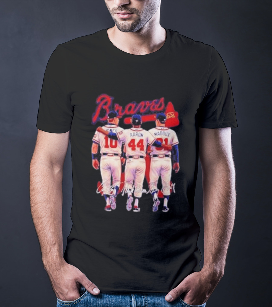 Atlanta Braves Jones Aaron Maddux Iconic Baseball Legends T-Shirt