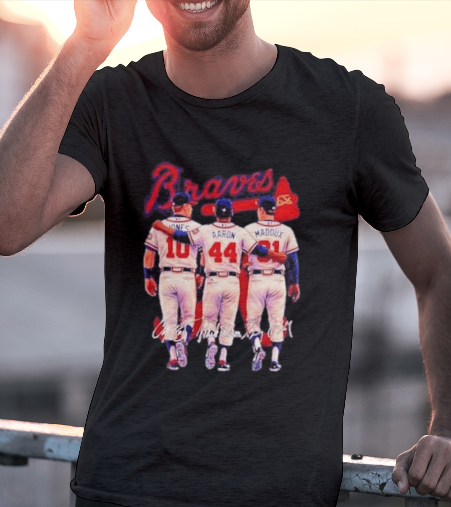 Atlanta Braves Jones Aaron Maddux Iconic Baseball Legends T-Shirt