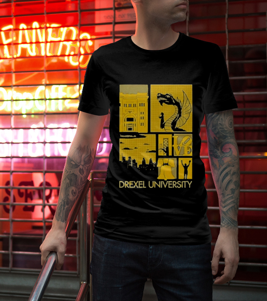 Drexel University Dragons Skyline Liberty Bell Icon Philadelphia T-Shirt