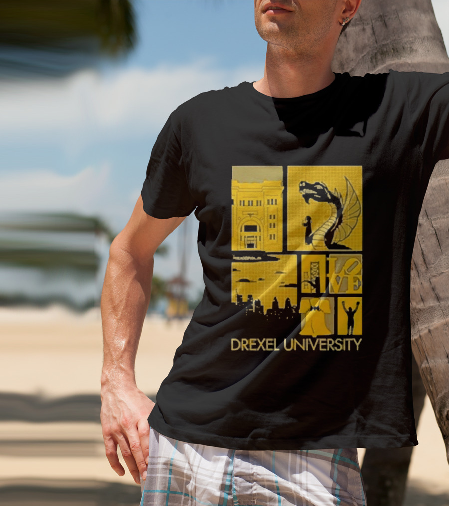 Drexel University Dragons Skyline Liberty Bell Icon Philadelphia T-Shirt