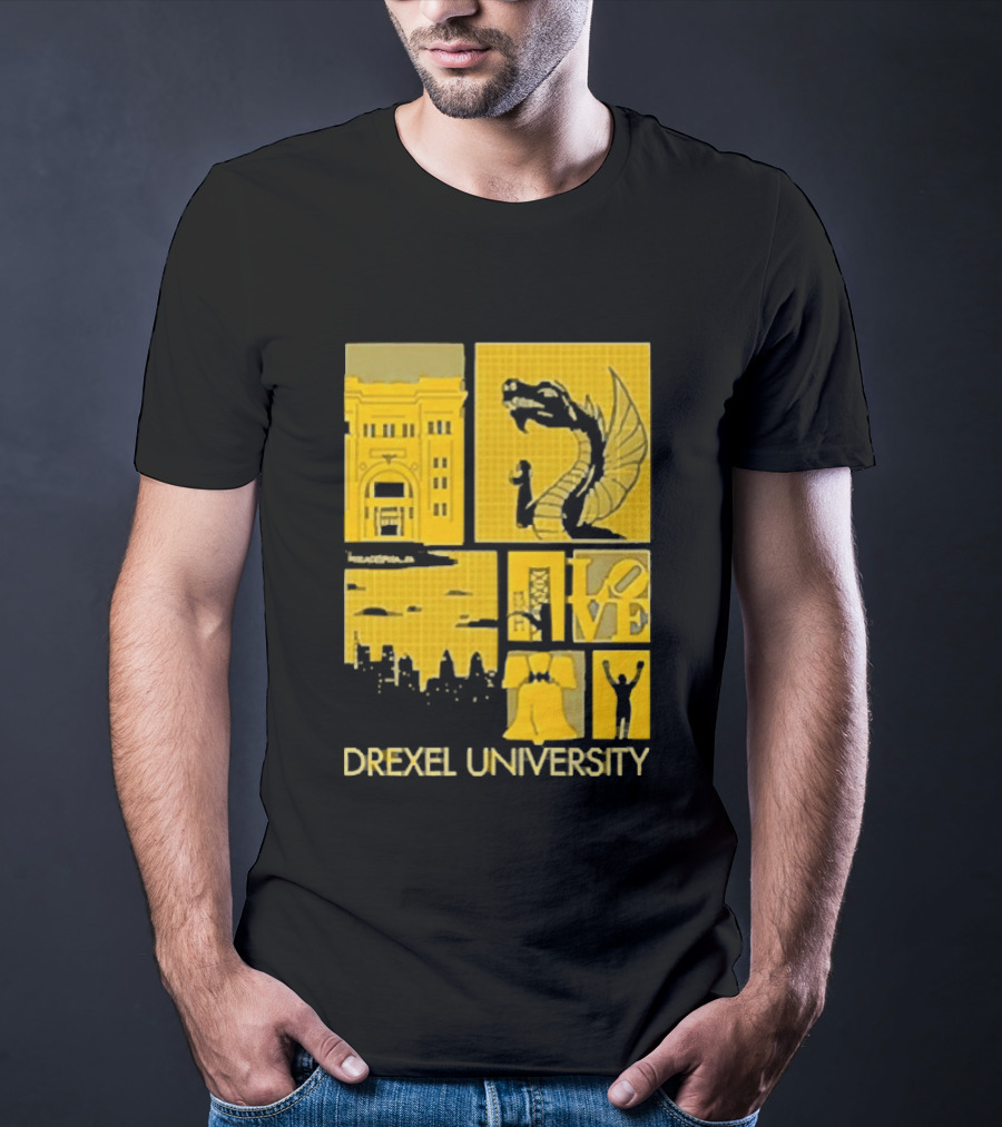 Drexel University Dragons Skyline Liberty Bell Icon Philadelphia T-Shirt