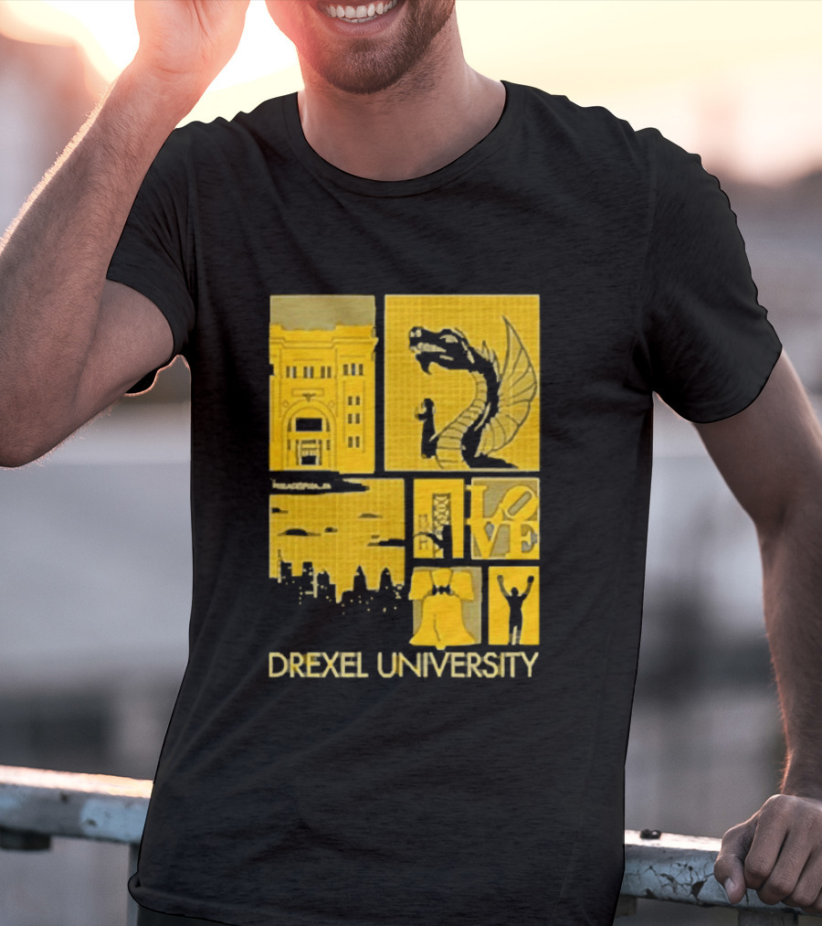 Drexel University Dragons Skyline Liberty Bell Icon Philadelphia T-Shirt