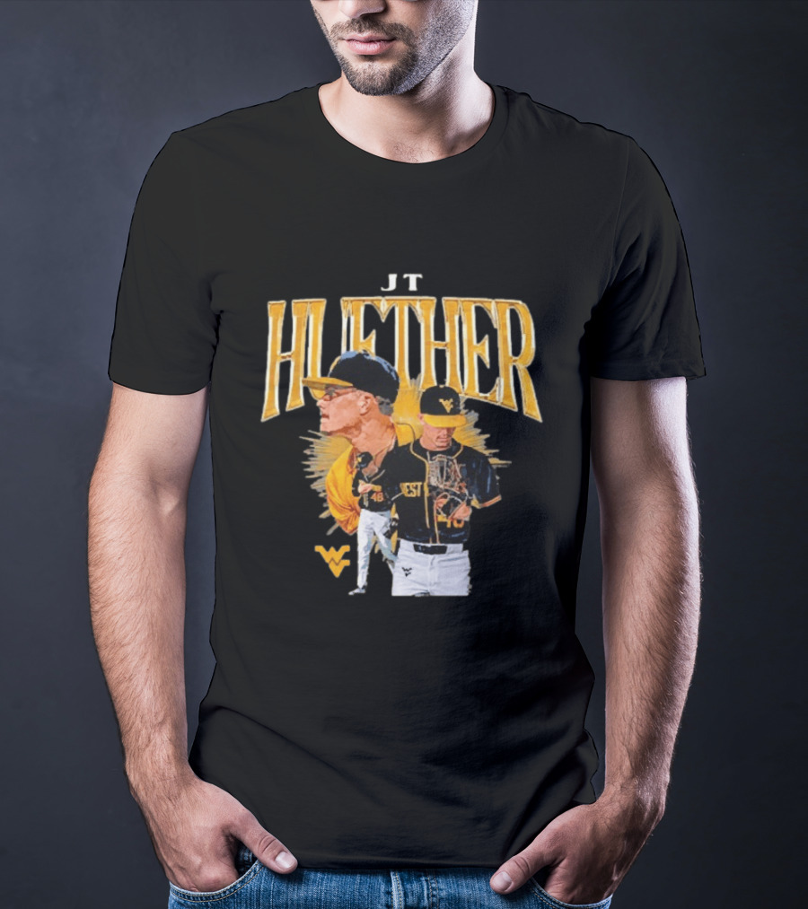 JT Huether West Virginia Mountaineers Baseball Player WV T-Shirt