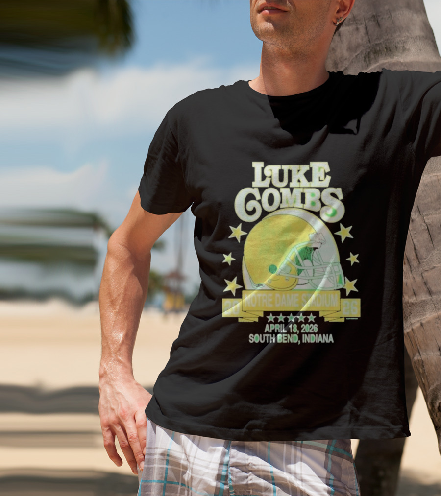 Luke Combs Notre Dame Stadium April 18 2026 South Bend Indiana Helmet Football Event T-Shirt