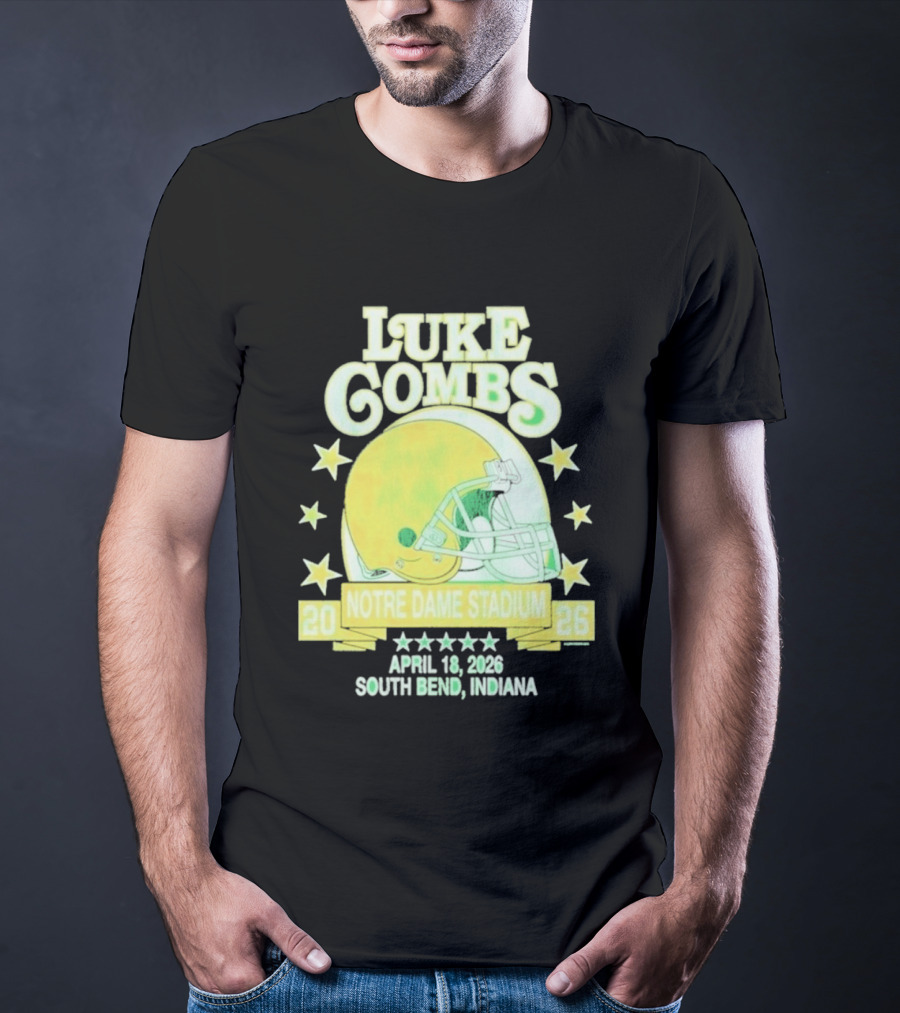 Luke Combs Notre Dame Stadium April 18 2026 South Bend Indiana Helmet Football Event T-Shirt