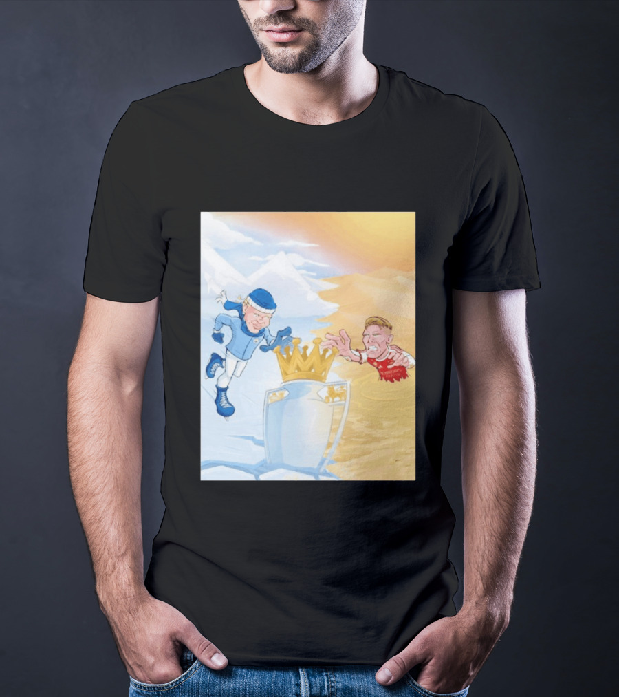 Manchester City Versus Arsenal April 2026 Premier League Title Showdown Cartoon T-Shirt