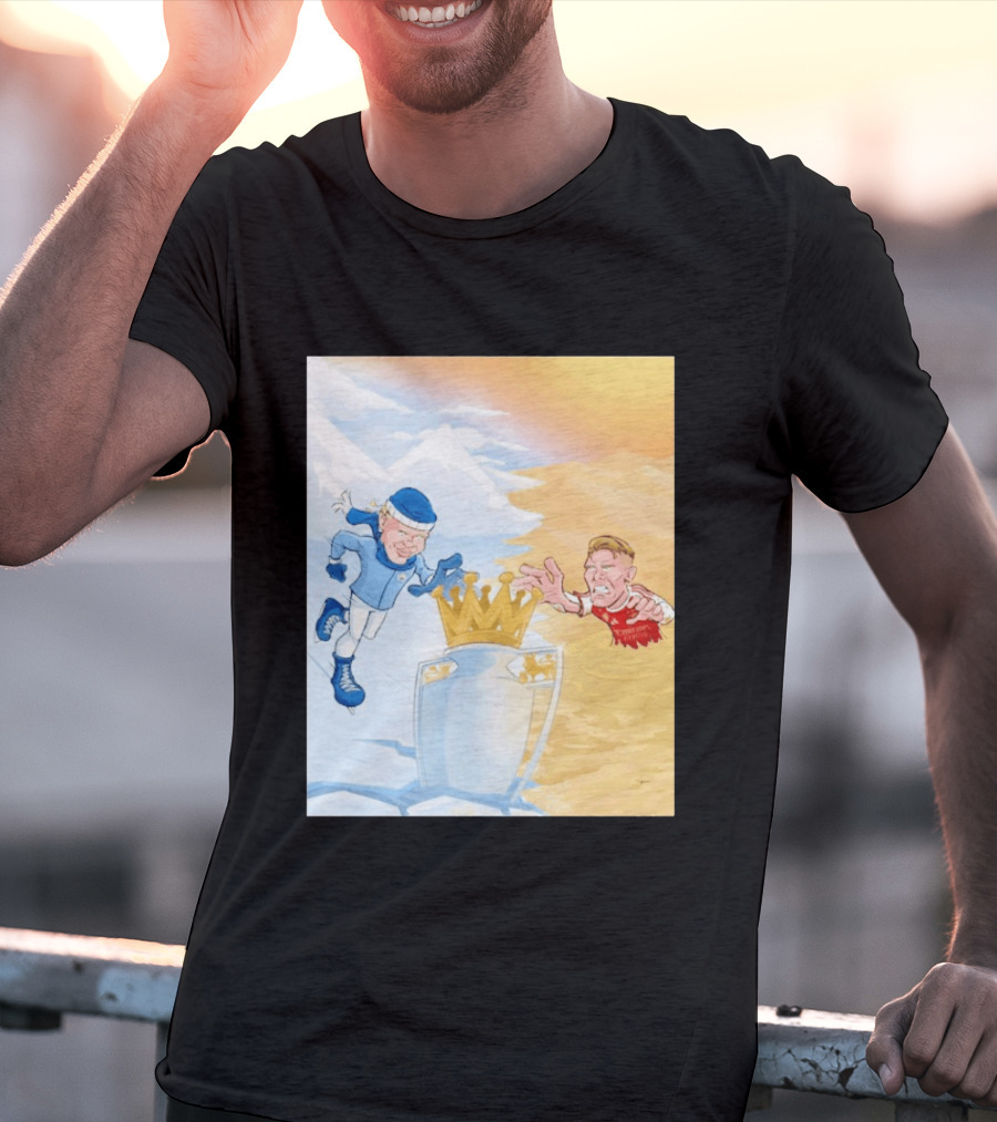 Manchester City Versus Arsenal April 2026 Premier League Title Showdown Cartoon T-Shirt
