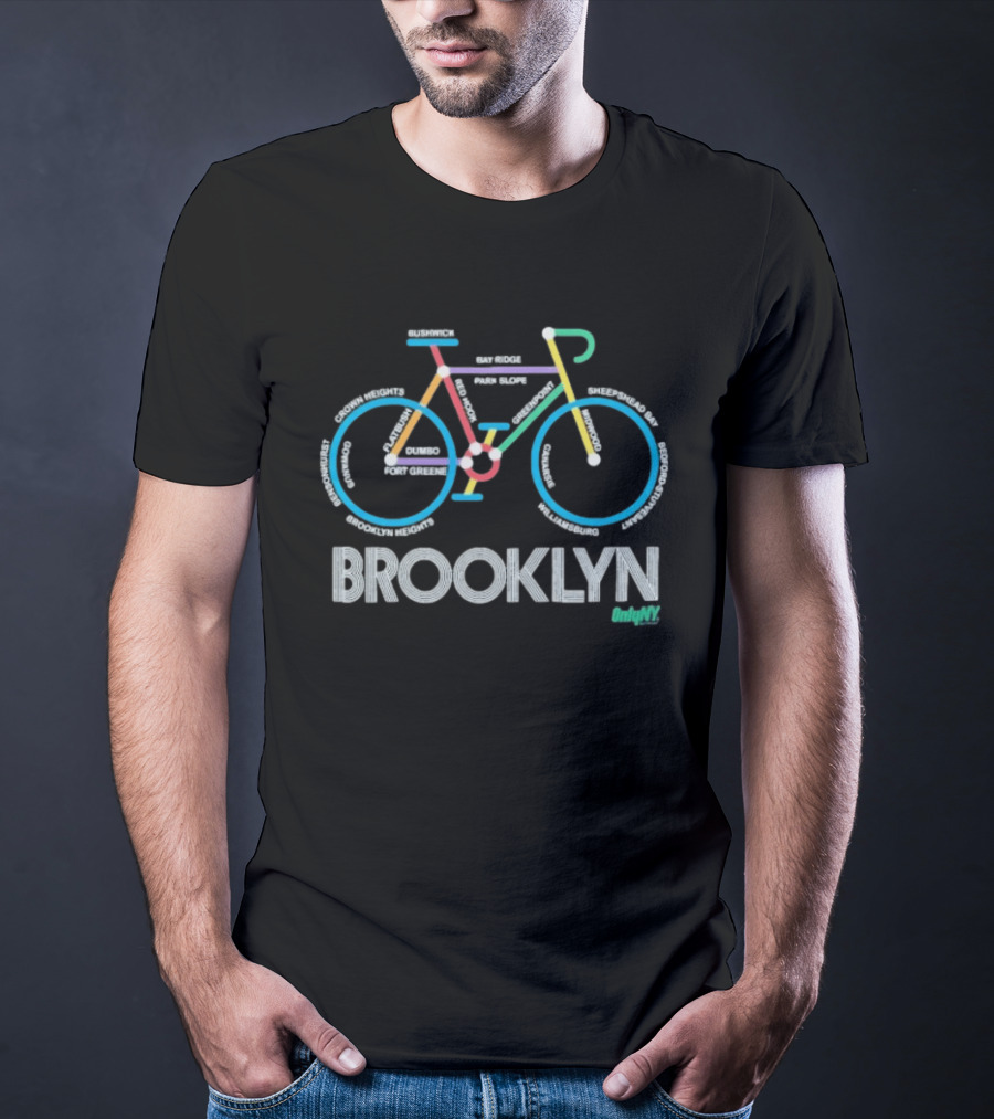 Only NY Brooklyn Neighborhoods Bike Map T-Shirt
