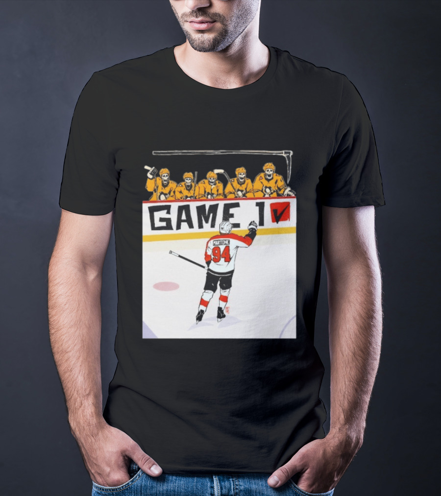 Philadelphia Flyers Porter Martone Celebrates Game 1 Win Over Pittsburgh Penguins T-Shirt