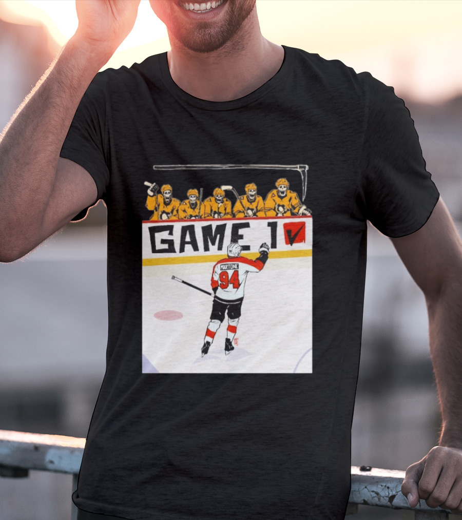 Philadelphia Flyers Porter Martone Celebrates Game 1 Win Over Pittsburgh Penguins T-Shirt