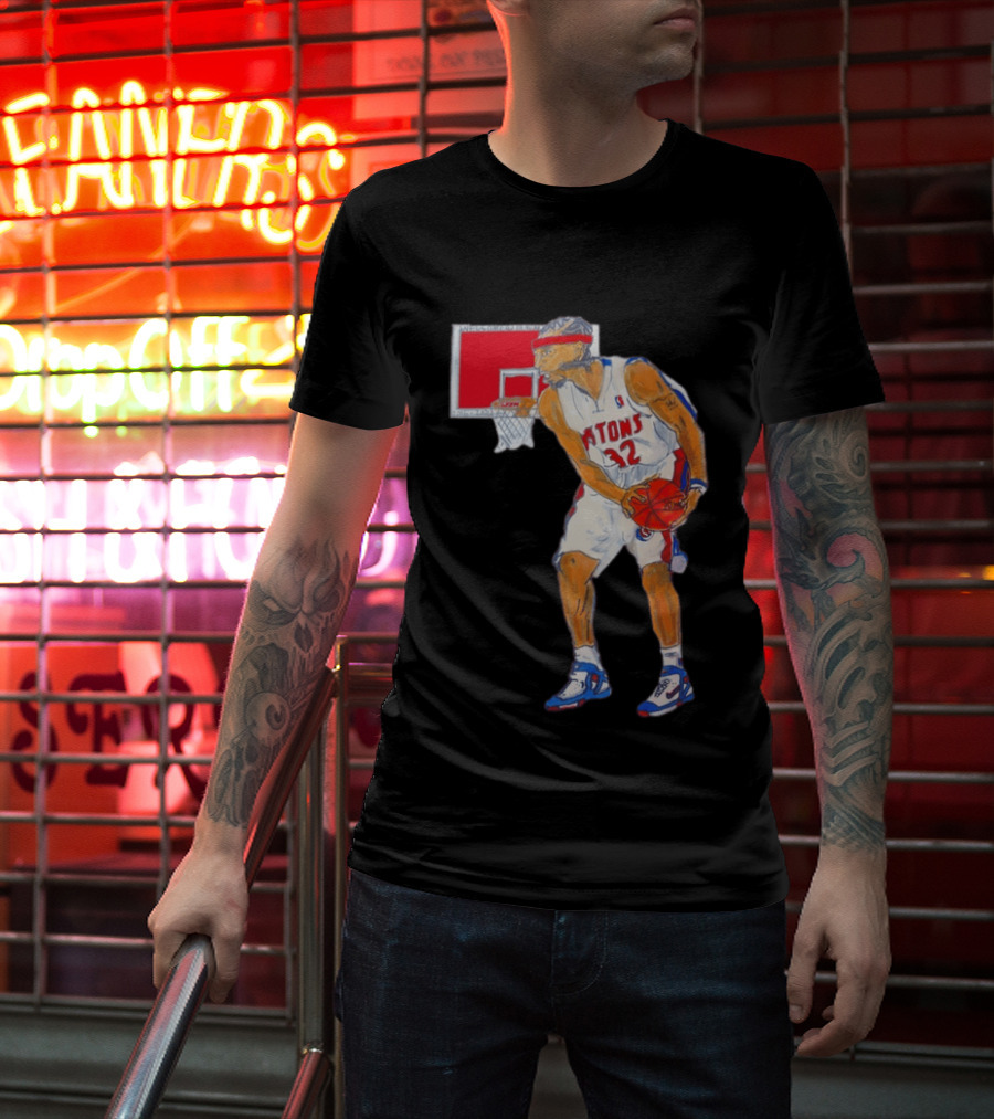 Richard Hamilton Pistons Let It Rip 32 Basketball Action T-Shirt