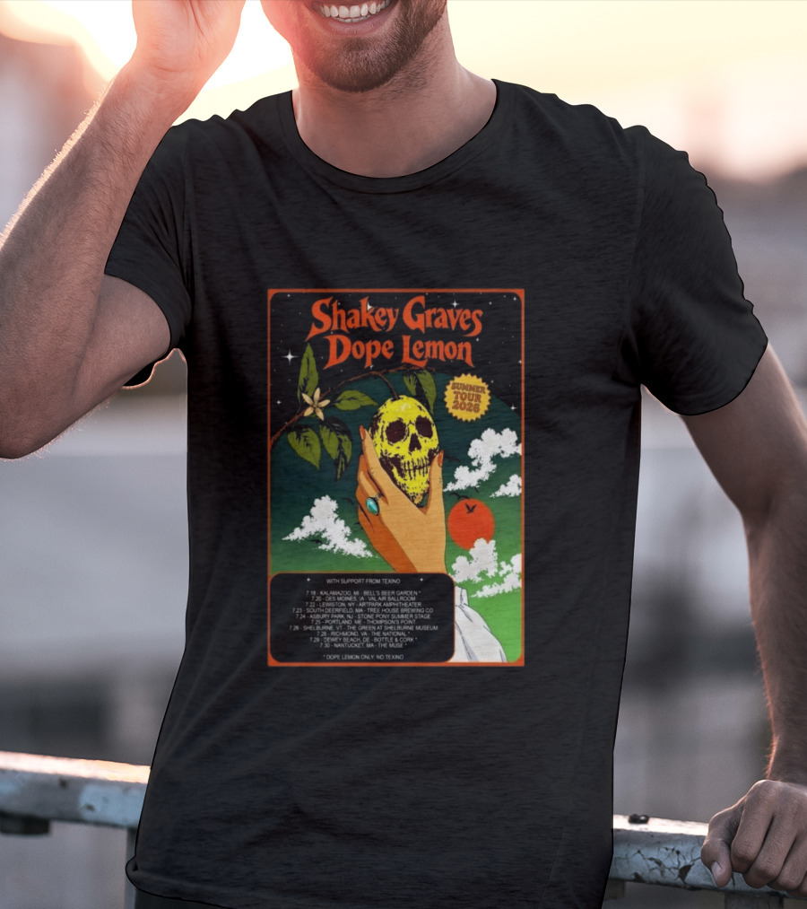 Shakey Graves Dope Lemon Summer Tour 2026 With Texino Support T-Shirt