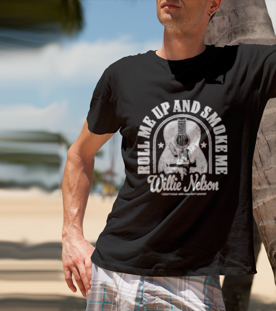 Roll Me Up And Smoke Me Willie Nelson Guitar T-Shirt