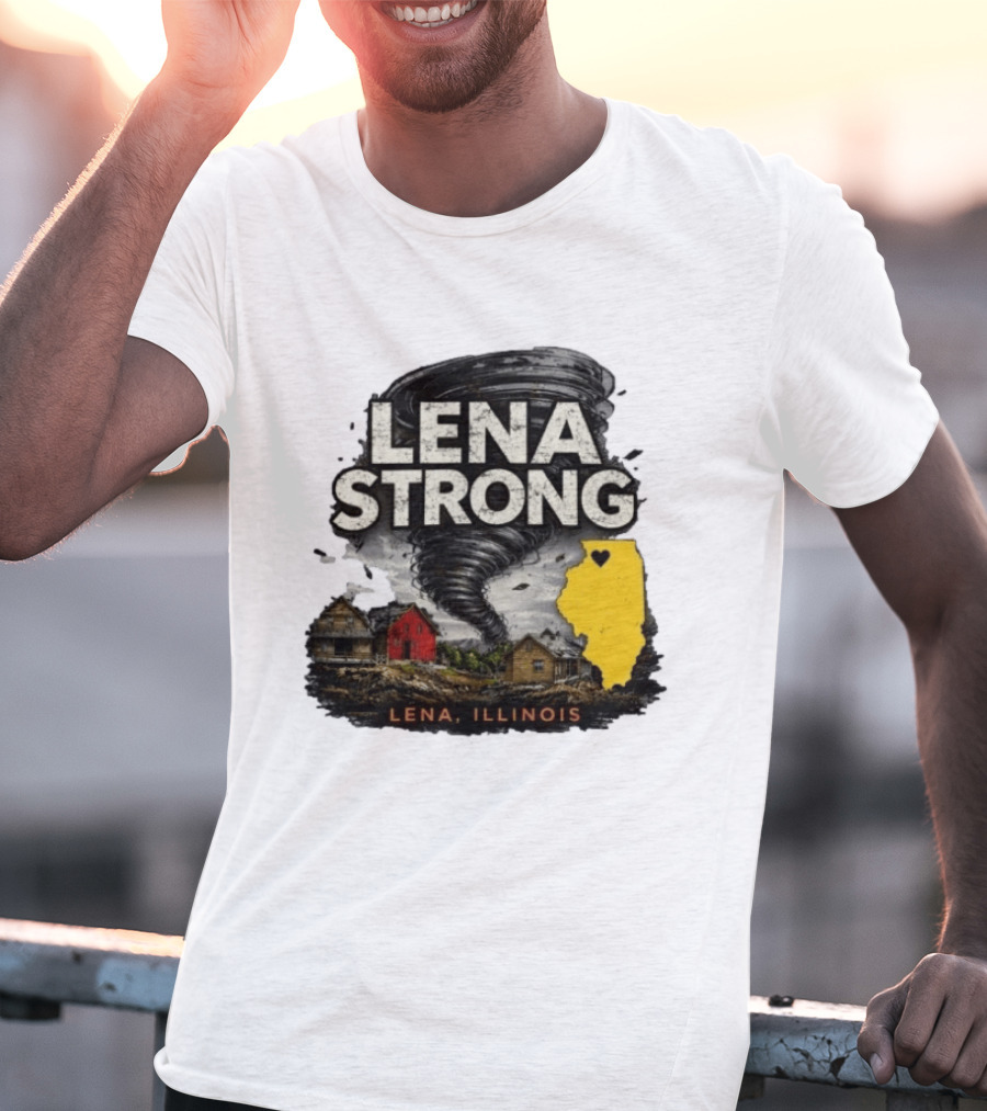 Lena Strong Illinois Tornado Heart Support T-Shirt