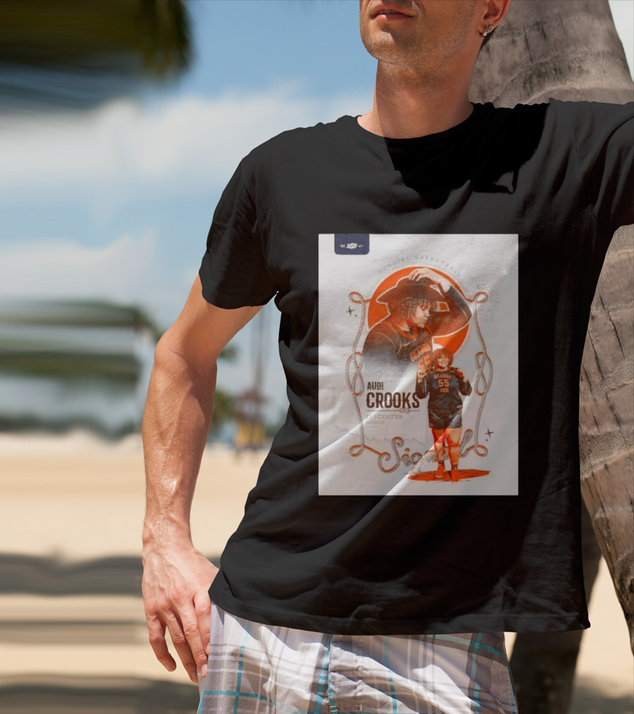 Audi Crooks Signed Oklahoma State Cowgirls Basketball 55 Center Senior T-Shirt