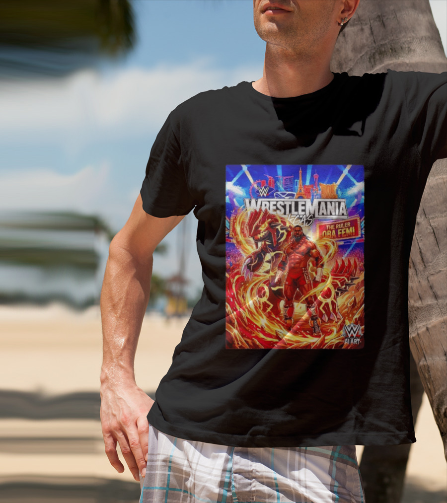 WrestleMania Vegas Pokémon Groudon X The Ruler Oba Femi WWE Superstar T-Shirt