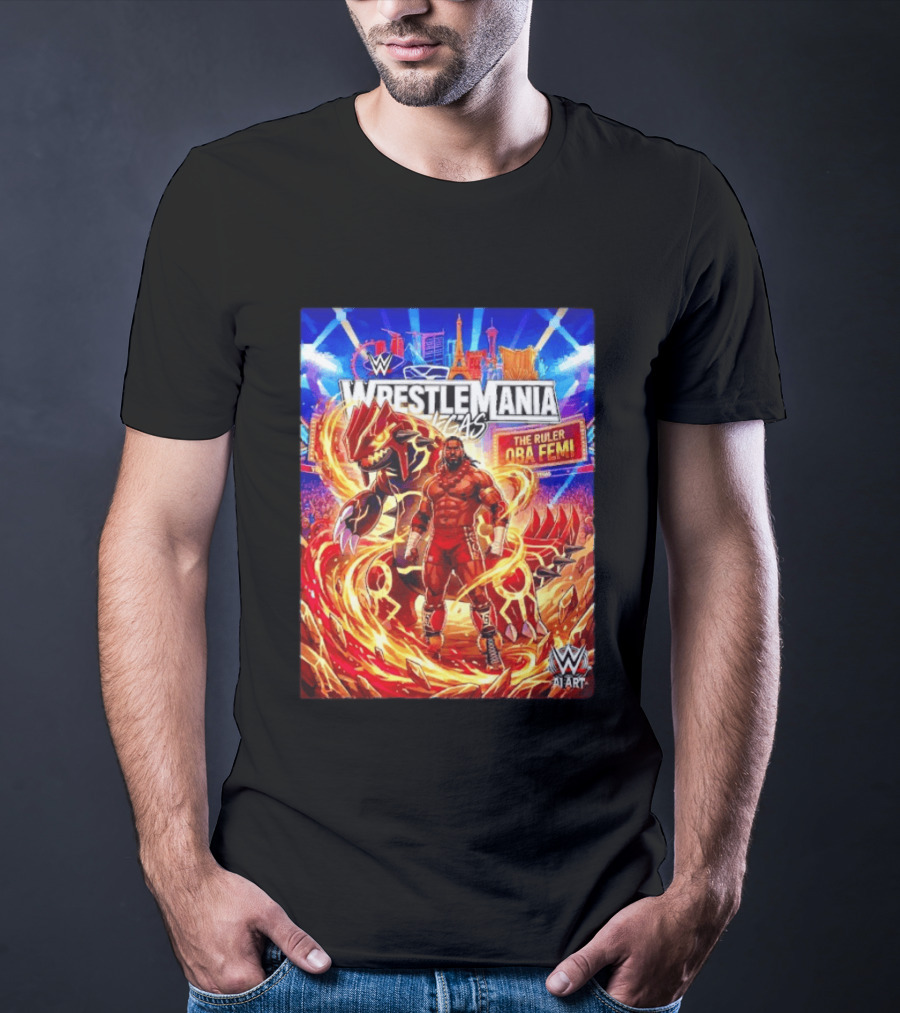 WrestleMania Vegas Pokémon Groudon X The Ruler Oba Femi WWE Superstar T-Shirt