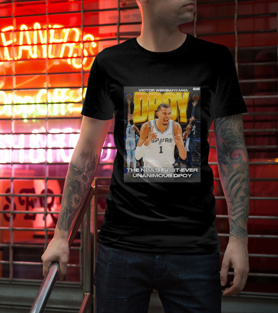 Victor Wembanyama Spurs Basketball NBA First Ever Unanimous DPOY Recognition T-Shirt