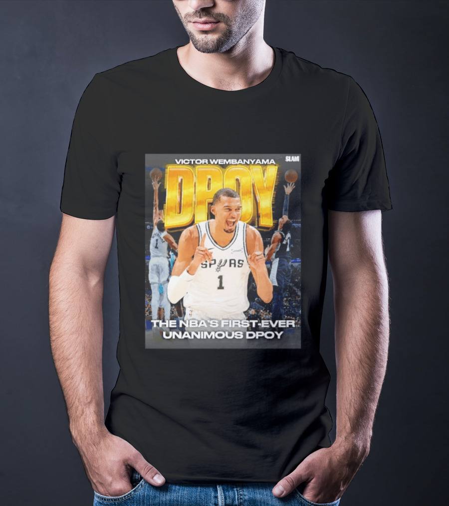 Victor Wembanyama Spurs Basketball NBA First Ever Unanimous DPOY Recognition T-Shirt