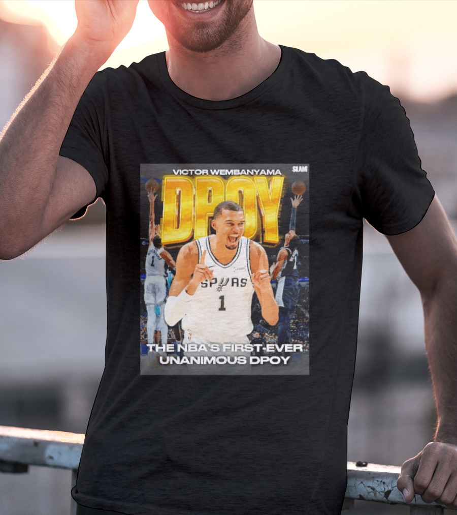 Victor Wembanyama Spurs Basketball NBA First Ever Unanimous DPOY Recognition T-Shirt