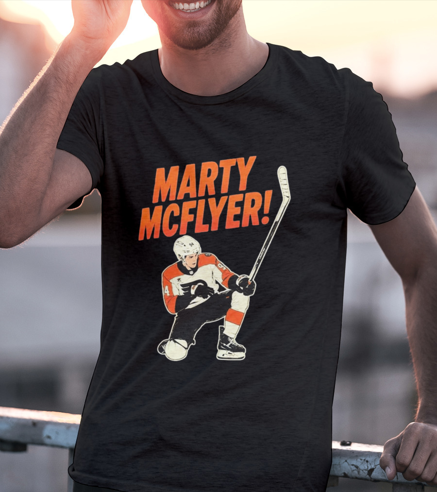 Marty McFlyer 94 Hockey Player In Action T-Shirt