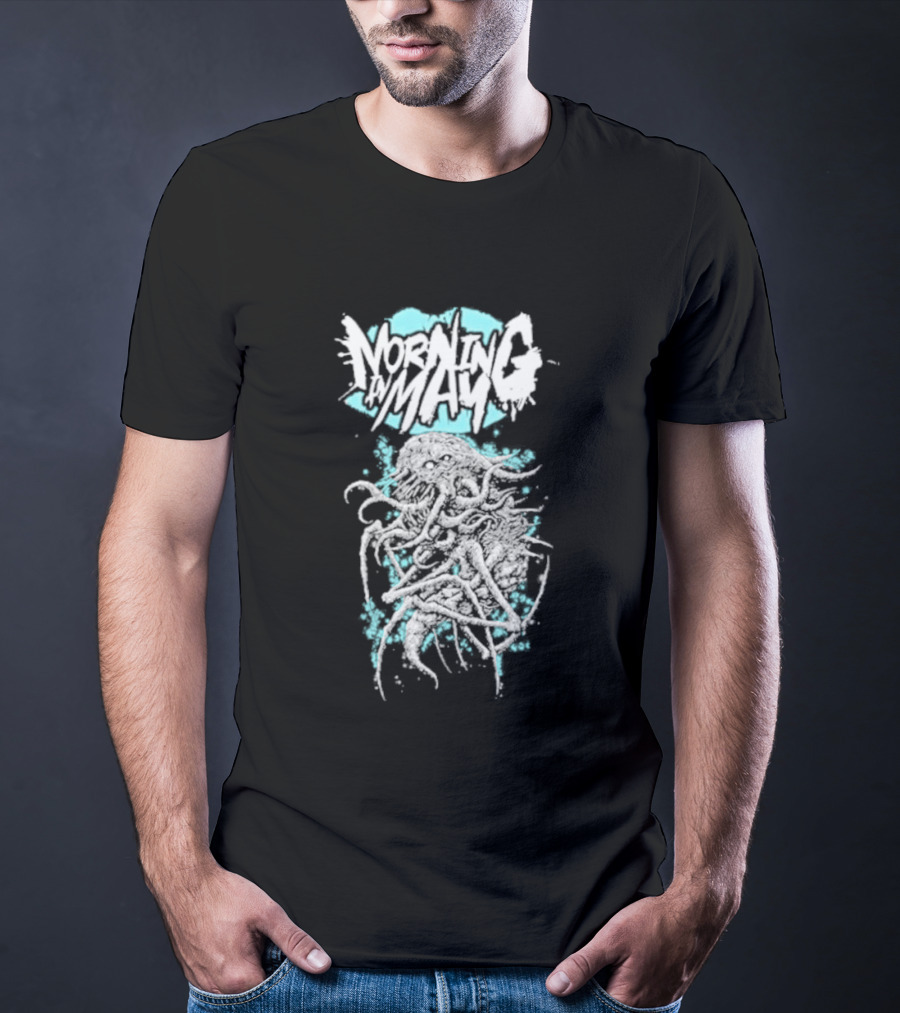 Morning In May Monster Splatter Style Aqua White T-Shirt