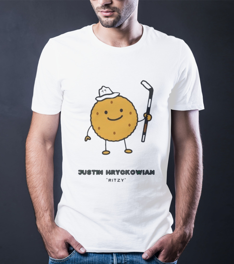 Justin Hryckowian Ritzy Hockey Cookie Character With Hat T-Shirt